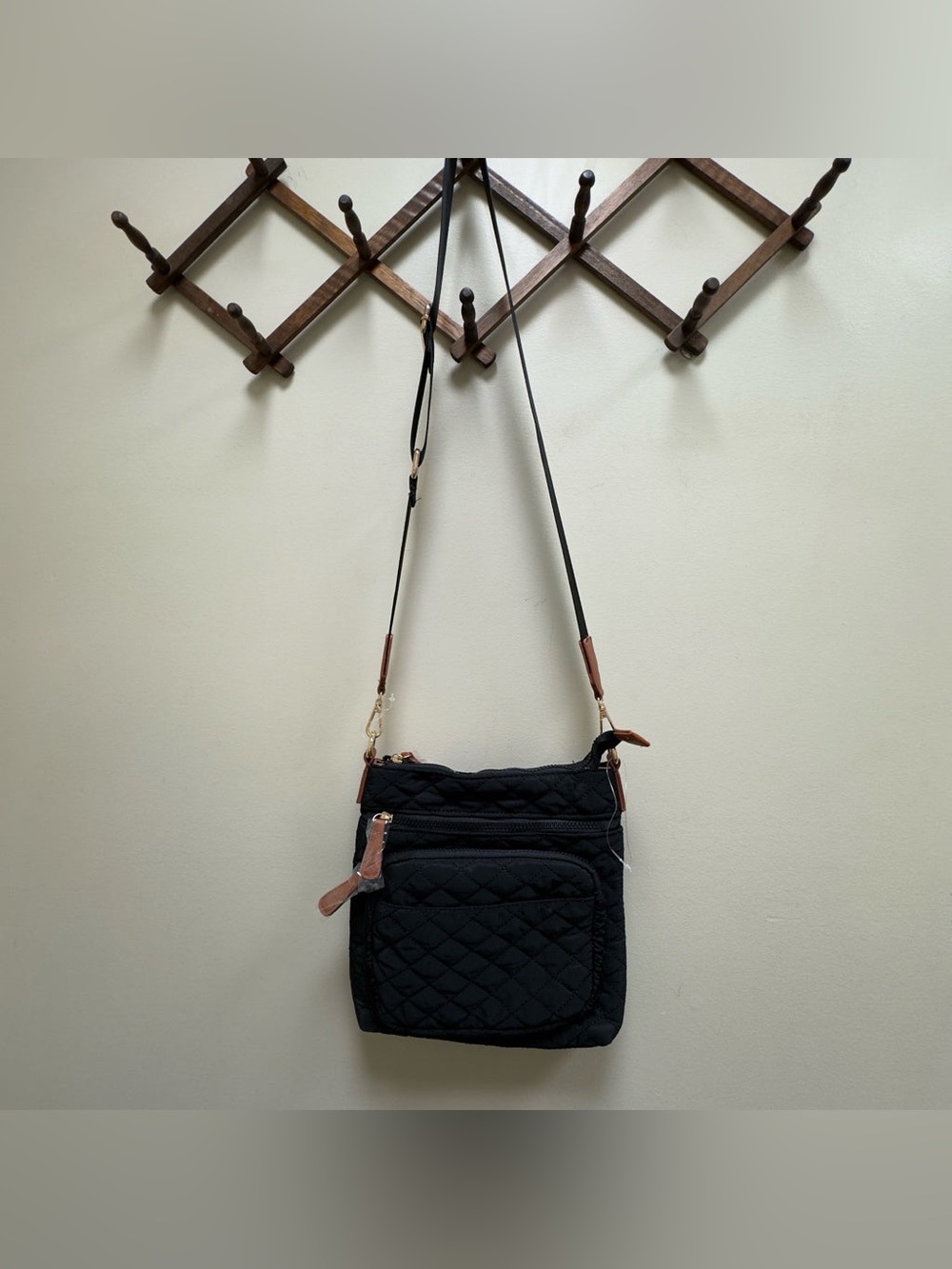Black Quilted Crossbody Handbag